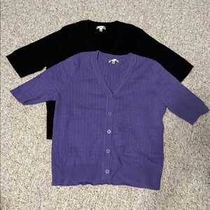 Croft & Barrow Black & Lavender Cardigan Lot – Women’s Large, Excellent Conditio